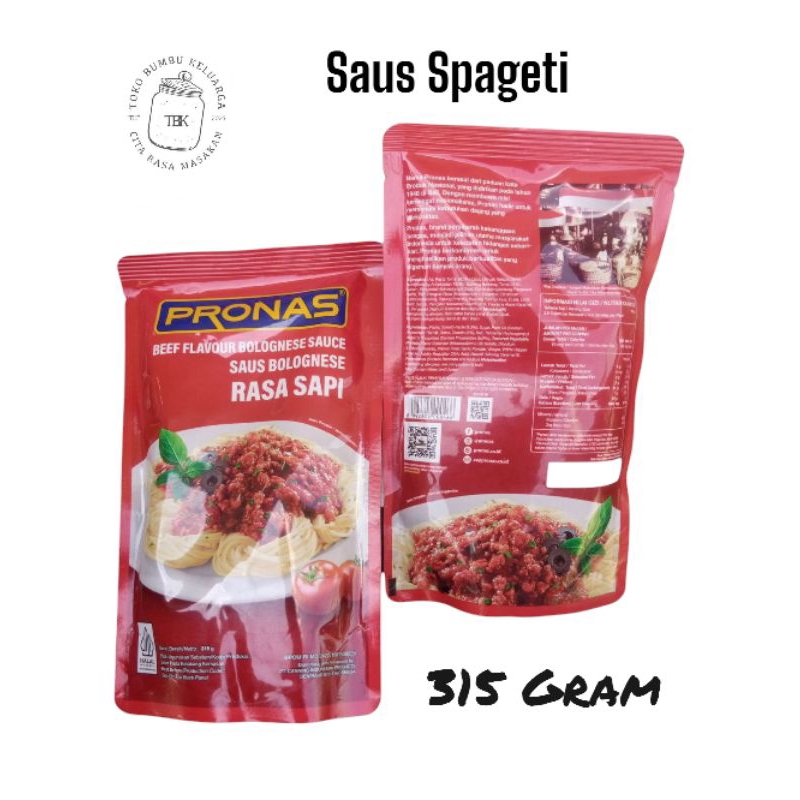 Pronas Saus Spageti Bolognese 1 Sachet Berat 315 Gram Rasa Sapi Beef Flour Bolognese Sauce
