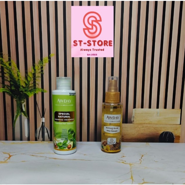 Awday Shampoo Natural Superfood Shampoo & Awday Hair Tonic Serum BPOM