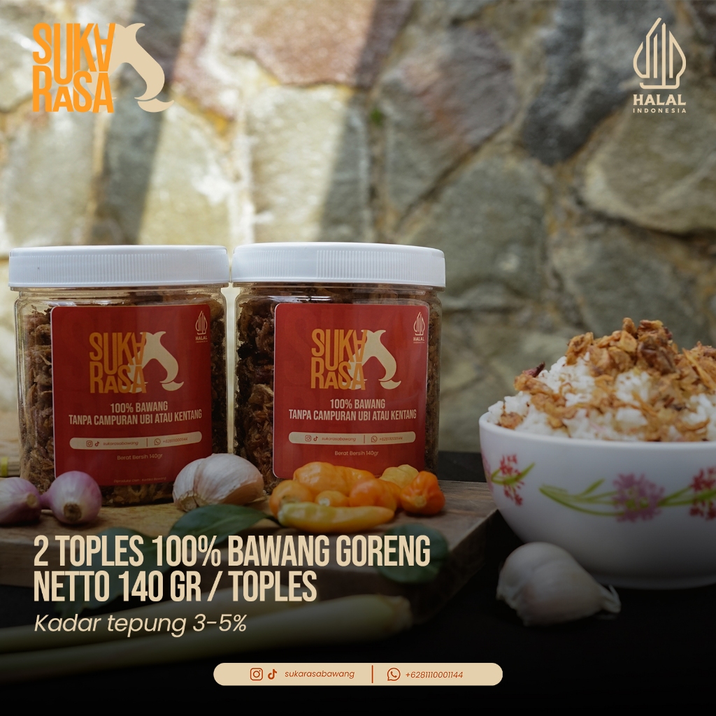 

BAWANG GORENG PREMIUM GRADE A TANPA CAMPURAN 2 TOPLES 140GR/TOPLES