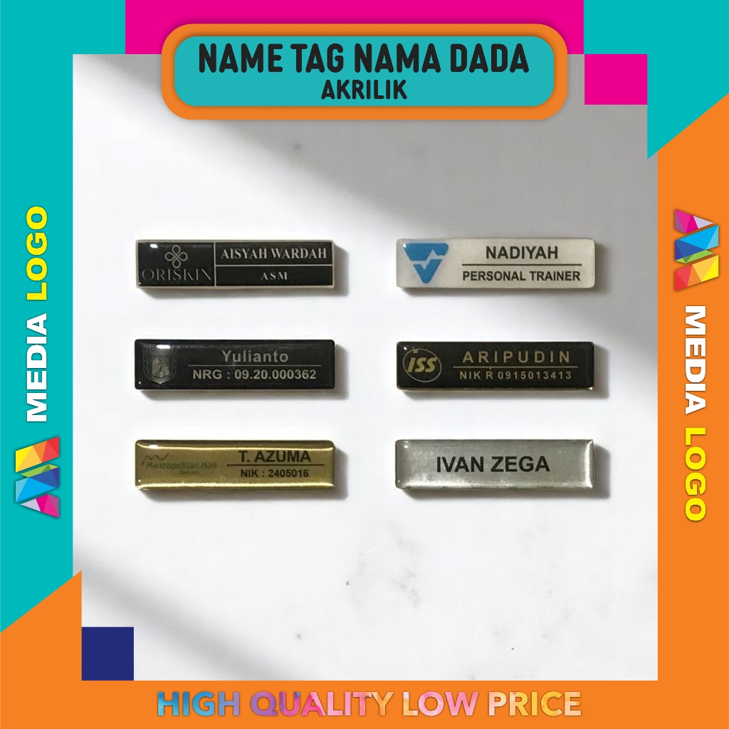 

Name Tag /Nama Dada/Papan Nama Akrilik-Custom Satuan-Proses Cepat