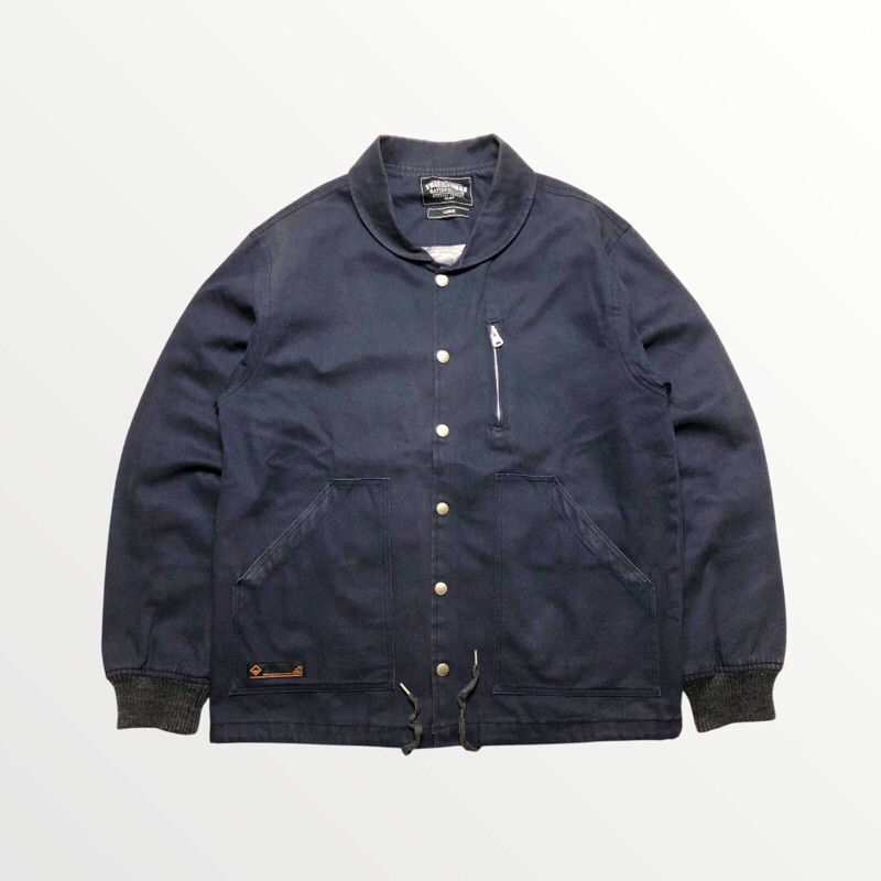 Frizmworks Satisfaction Shawl Collar Back Pockets Work Jacket Navy Blue