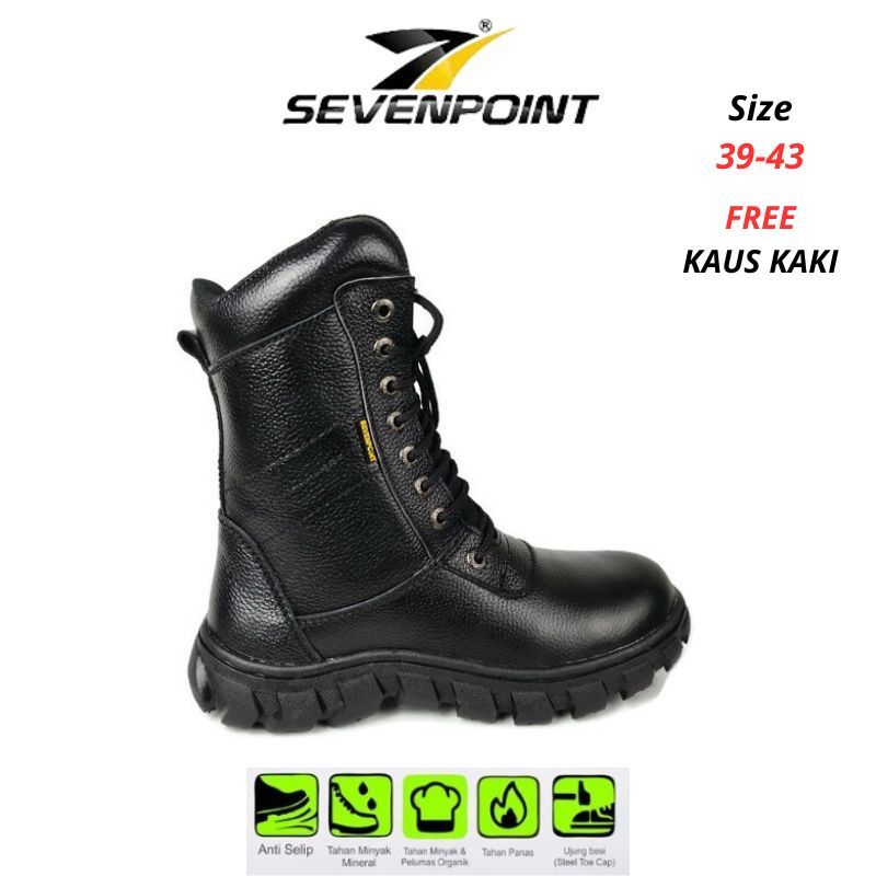 Sepatu Pdl Kulit Lapangan Original Sevenpoint Tni Polri Brimob Security Pria Original Sevenpoint