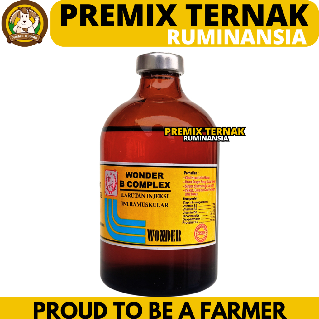 WONDER B COMPLEX 100 ML - Vitamin B Komplek Hewan - Vit B Kompleks Hewan Sapi Kambing Domba Ayam Beb