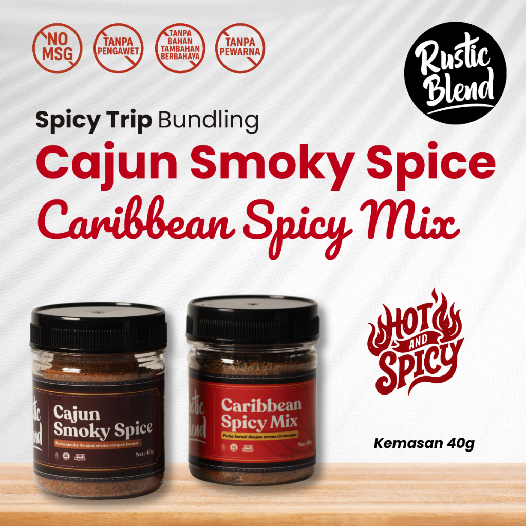 

Dry Rub Bumbu Marinasi Instan Pedas Gurih | Bumbu Cajun & Caribbean | RUSTIC BLEND Spicy Trip No MSG