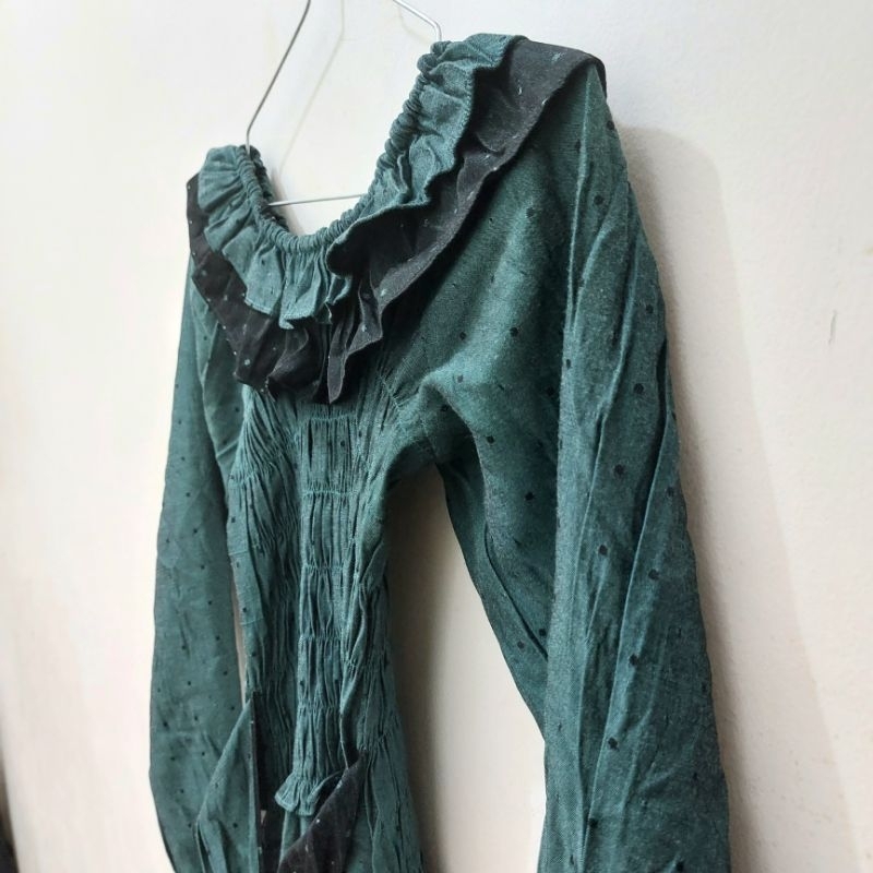 Baju Gamis Emerald Polkadot New - DECLUTTABYL