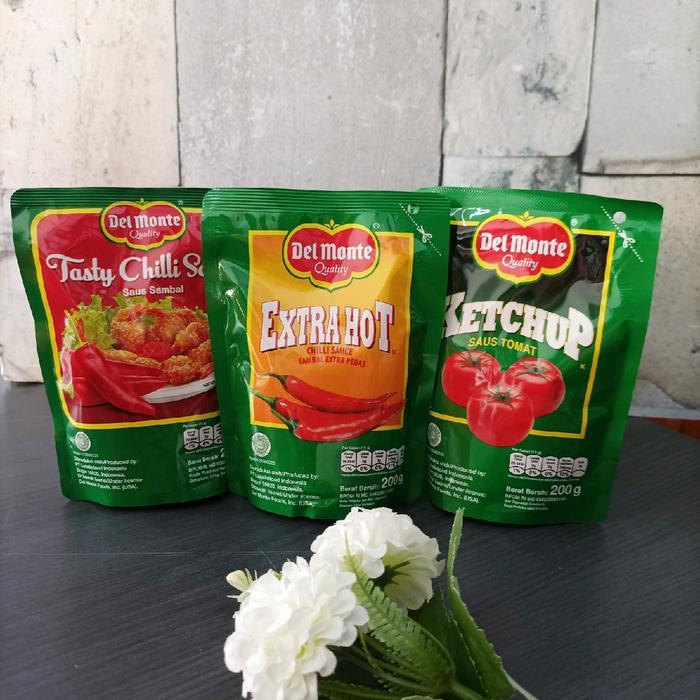 

DelMonte Sauce Pouch 200gr / Ketchup Saus Tomat / Tasty Chilli / Extra Hot / DEL MONTE POUCH 200gr Saus Tomat dan Extra Hot Pouch 200 gram