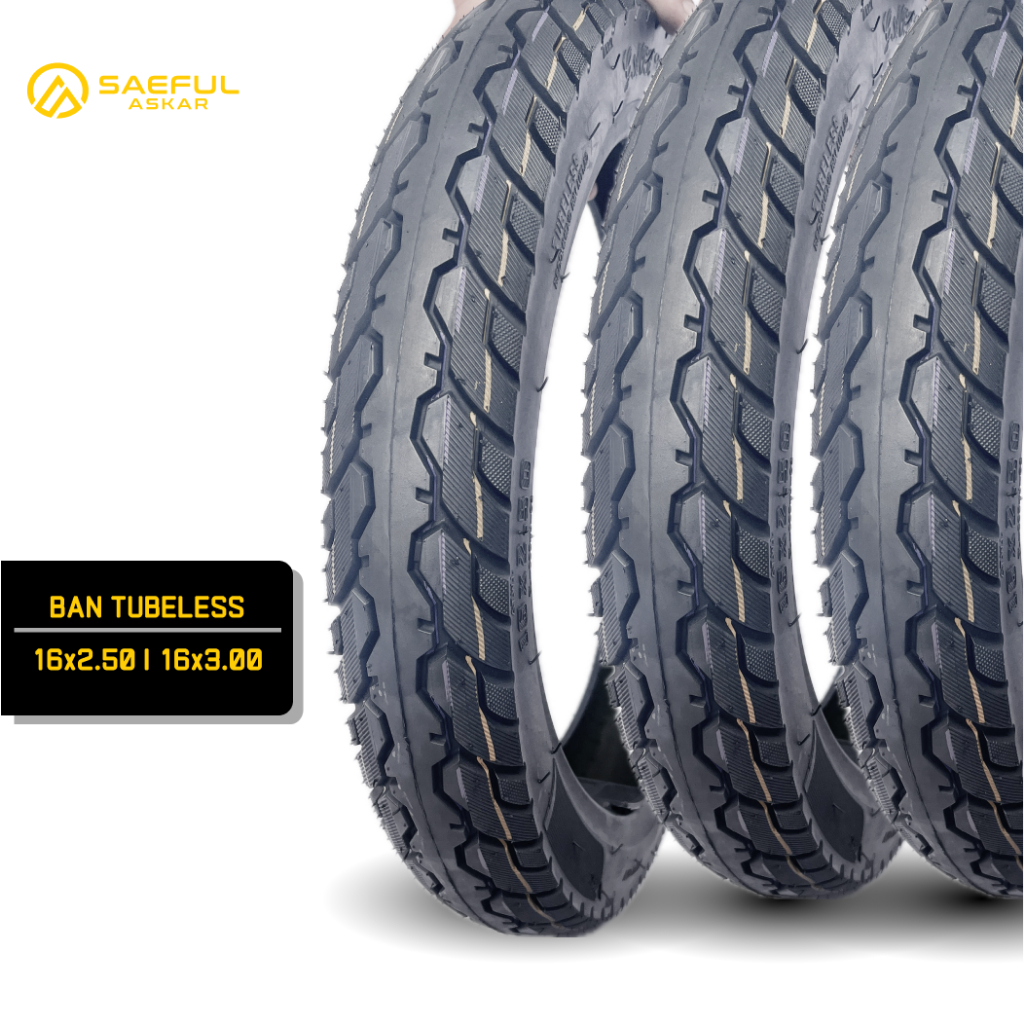 Ban Luar Tubles SeLis Sepeda Listrik Ring 16 16x2.50 16x3.00 Ban Luar Tubeless Motor Listrik Ring 16
