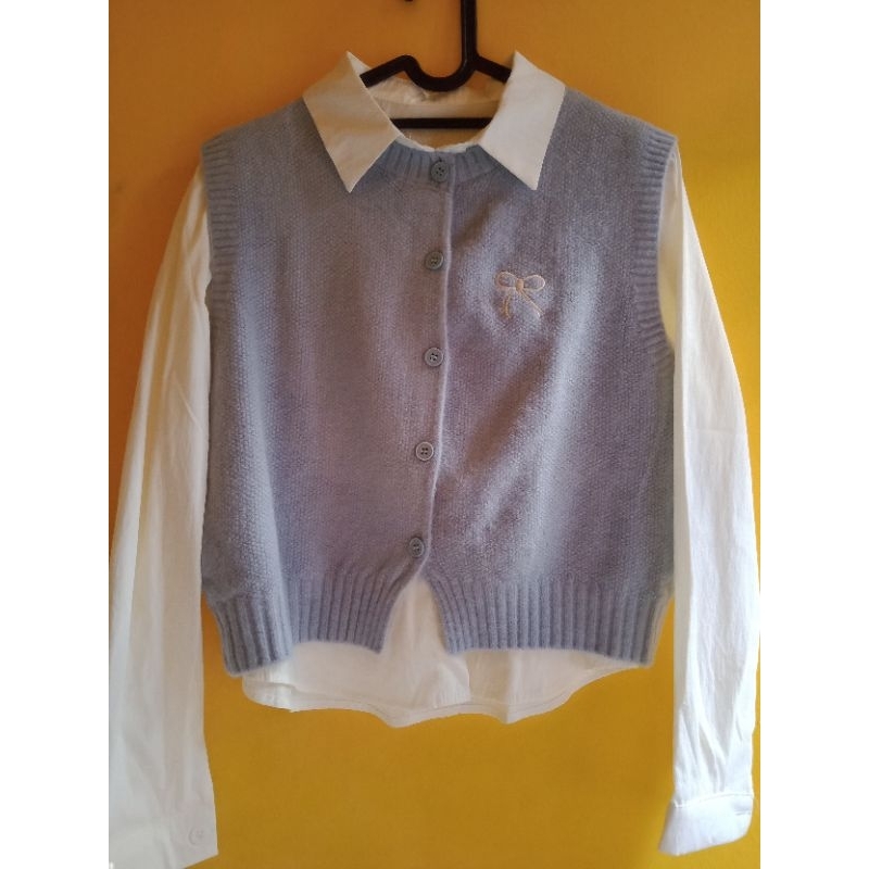 KEMEJA 2in1 vest rajut import premium