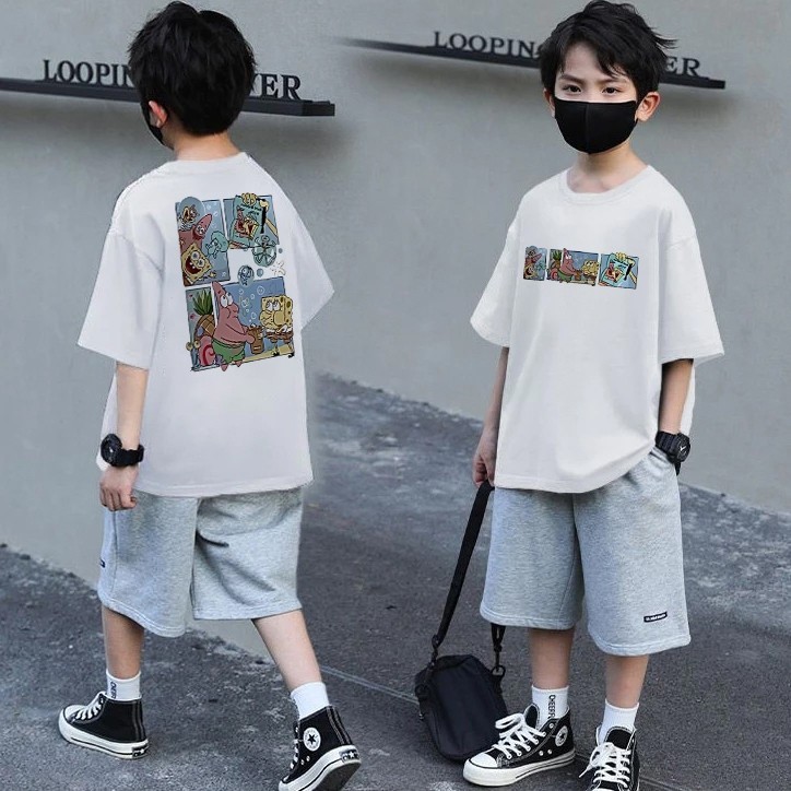 Woodies Kaos Anak viral kaos korean style Anak (SPONGEBOB) Pria Wanita ( BISA CUSTOM INISIAL/WARNA/S