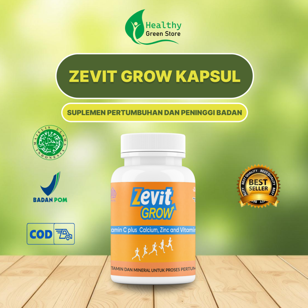 Zevit Grow Peninggi Badan Ampuh & Aman – Nutrisi Kalsium, Zinc, & Multivitamin untuk Tumbuh Kembang 