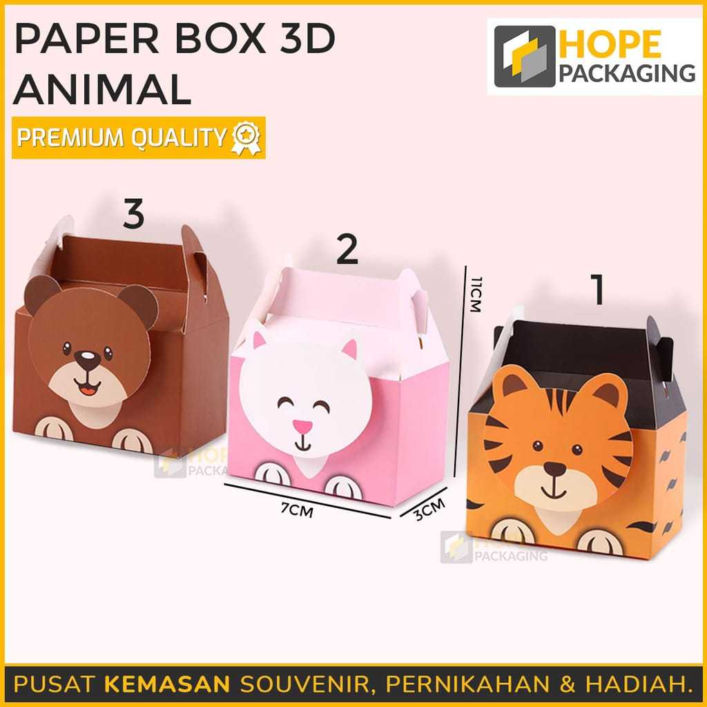 

(HARGA 3 PCS) Paper Box Ultah Bentuk Animal 3D / Bungkus Dus Hadiah Gift Box / Paper Bag Hampers Ultah