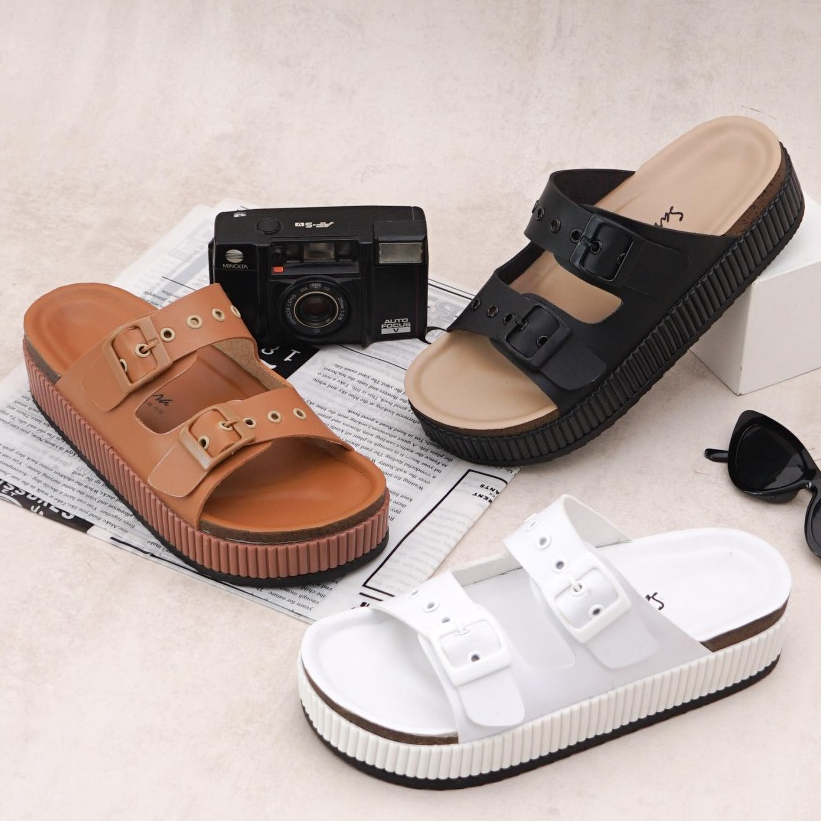 SARA SARA YUK - QUEEN Sandal Slop Wanita Wedges Premium Size 36 - 40 Elegan Tinggi 5 cm Empuk Ringan