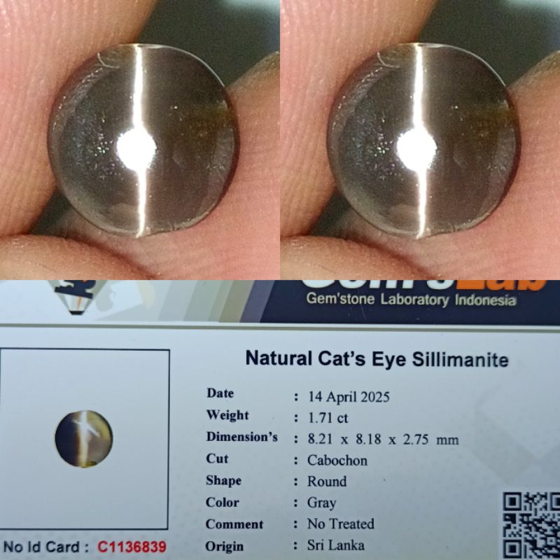 Natural Cat's Eye Silimanite Sri Lanka