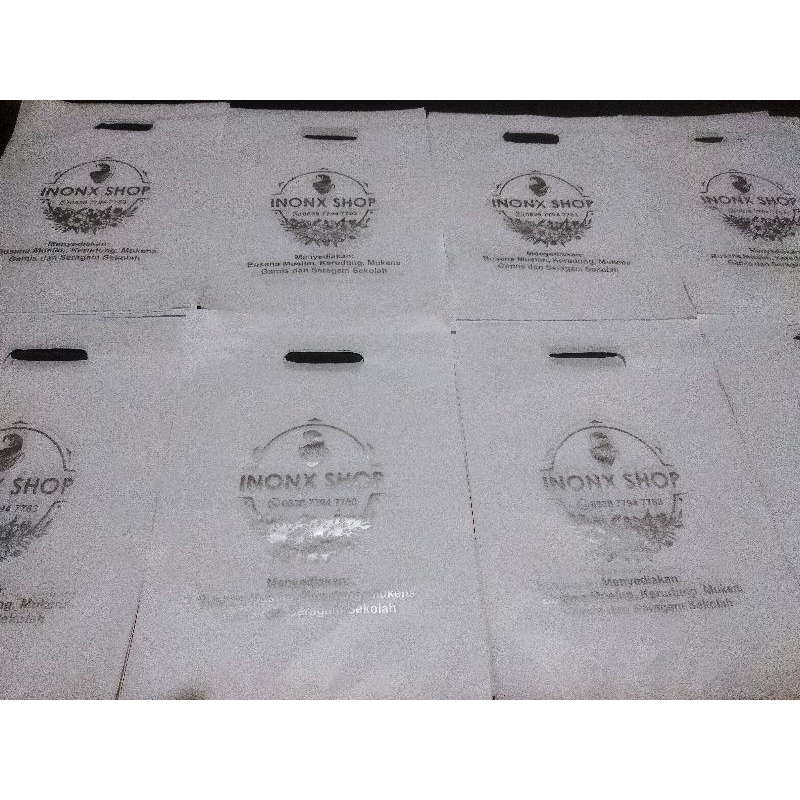 Plastik Sablon PE plong 25 x 39 Custom Kemasan Baju Thrifting distro Plastik packing baju celana wad