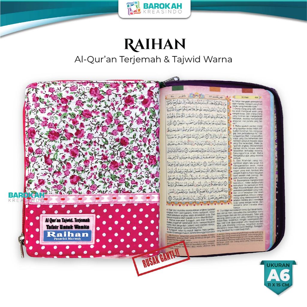 Bayar Ditempat - Quran Raihan A6 Kecil Tajwid, Al Qur An Wanita, Alquran Terjemah An Saku