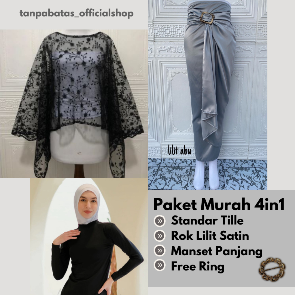 ST KEBAYA MODERN SETELAN KEBAYA AURORA TILLE KEBAYA WISUDA SETELAN KEBAYA ROK SATIN LILIT POLOS Prem