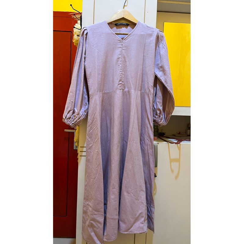 Malova Midi Dress Linen / Tunik Tangan Balon