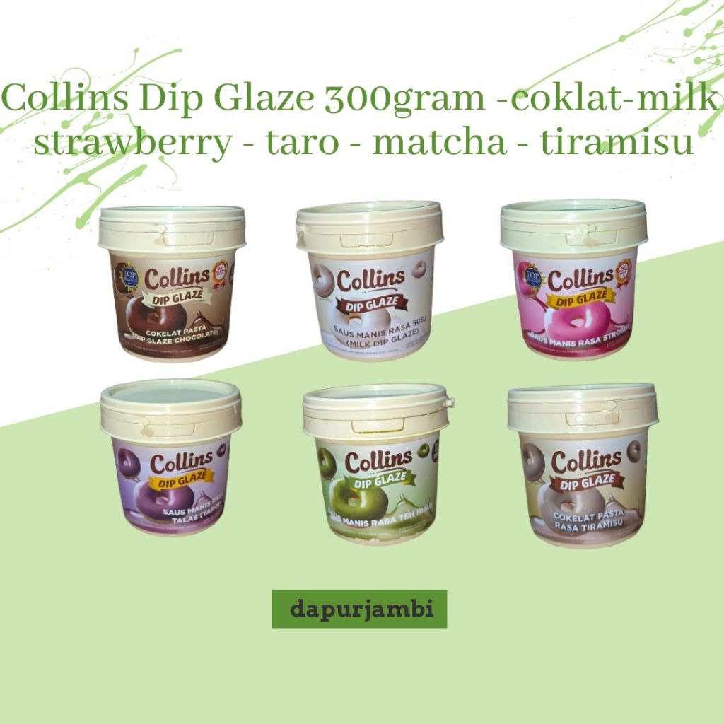 

Collins Dip Glaze 300gram - coklat - milk - strawberry - taro - matcha - tiramisu