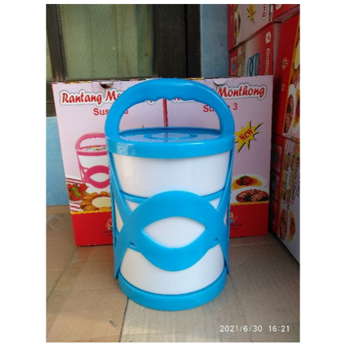RANTANG PLASTIK 3 SUSUN/RANTANG MONTHONG PLASTIK 3 SUSUN/TEMPAT BEKAL