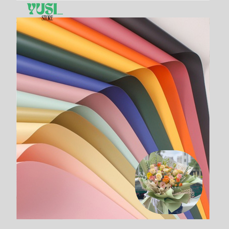 

Isi 20 LEMBAR Kertas Buket Polos Warna Solid Opp Flower Wrapping Cellophane Full Color KB08