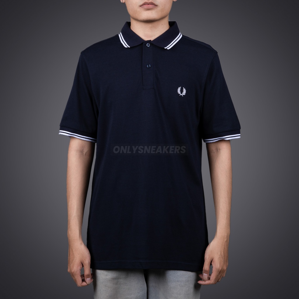 FRED PERRY TWIN TIPPED POLO NAVY WHITE