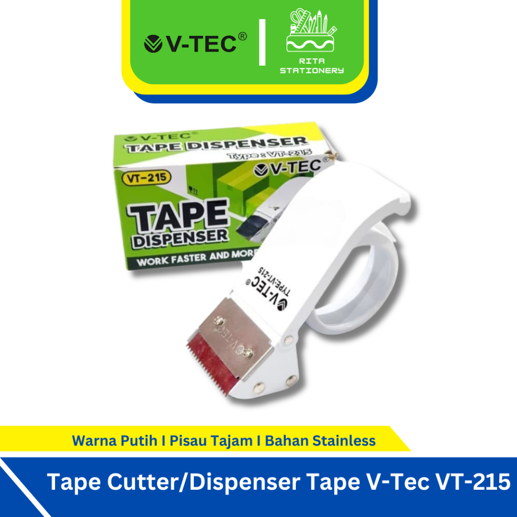 

V-Tech Tape Cutter/Dispenser lakban besar besi stainless White - VT-215