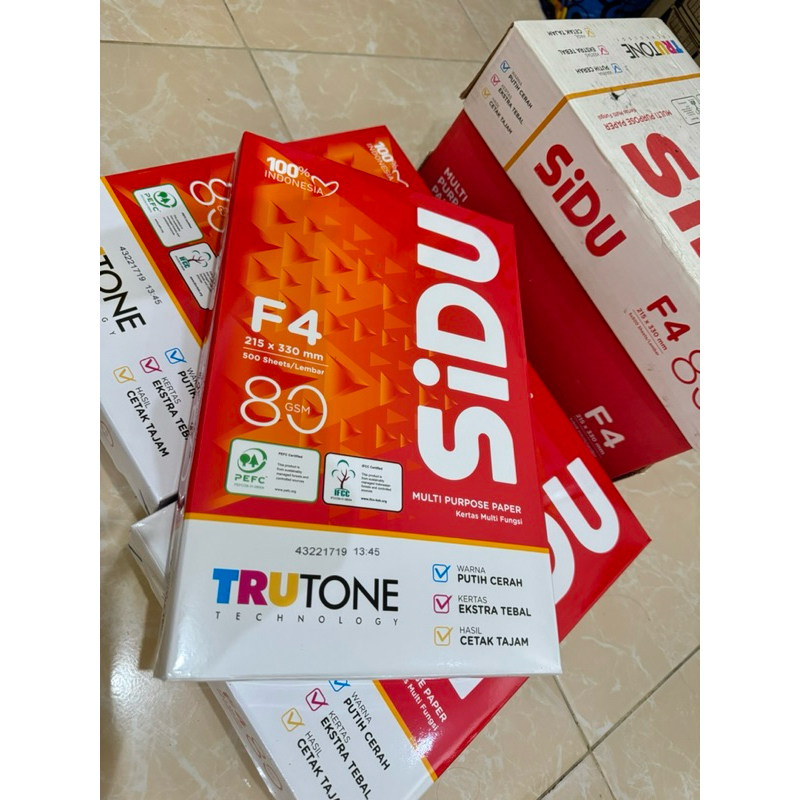 

KERTAS HVS SIDU F4 80 GSM UNTUK FOTOCOPY DAN PRINT (1 RIM = 500 LEMBAR)