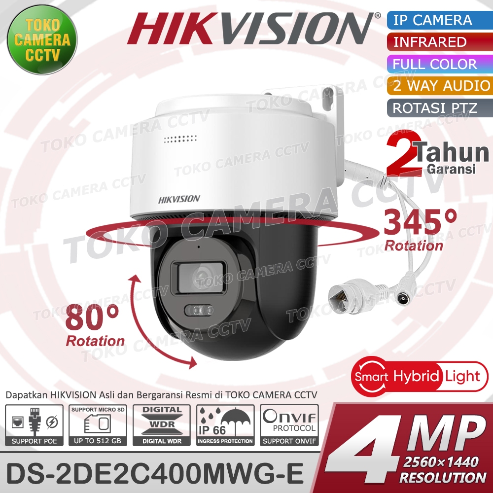 PTZ IP CAMERA HIKVISION 4MP KAMERA CCTV 360 POE COLORVU AUDIO