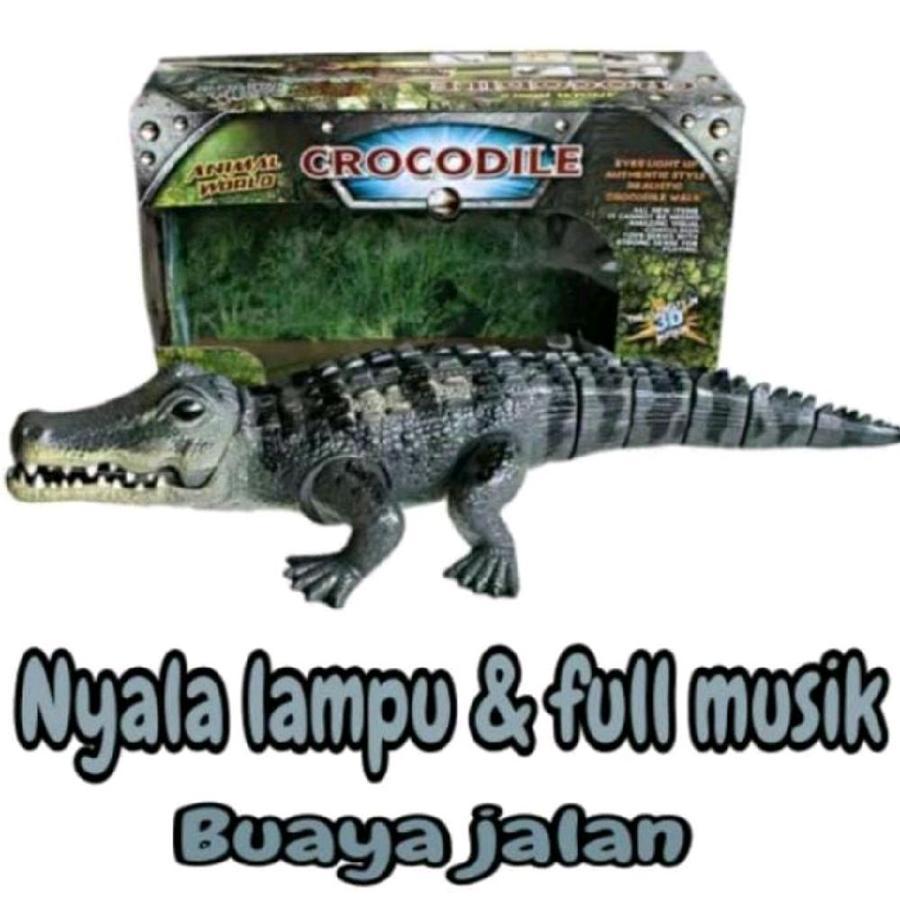 mainan buaya jalan & suara wild CROCODILE / mainan hewan binatang Buaya baterai