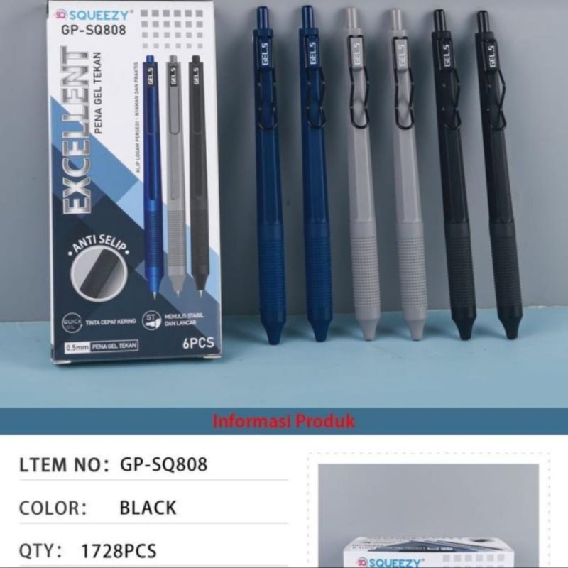 

Pulpen Gel Tekan 0.5 mm 1 box 6 pcs