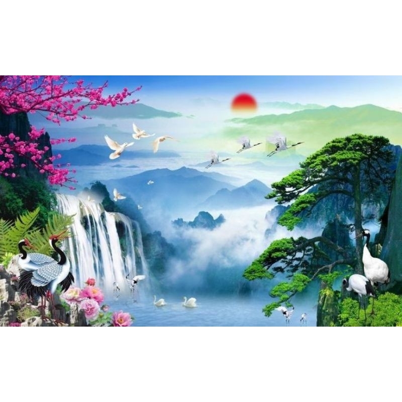 POSTER CETAK JUMBO, PEMANDANGAN ALAM, HIASAN DINDING, PEMANDANGAN ALAM, BISA COD