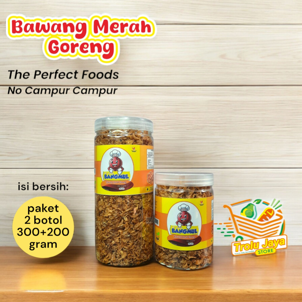 

Bawang Goreng 2toples 300+200 gram Asli Renyah Kriuk Premium Tanpa Campuran BangMul Trolujayastore