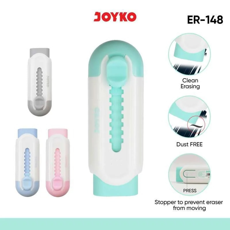 

Penghapus Eraser Joyko ER-148 Penghapus Karet Push Unik Pastel / Penghapus Yang Bisa Ditarik Warna Pastel | M21 STATIONERY