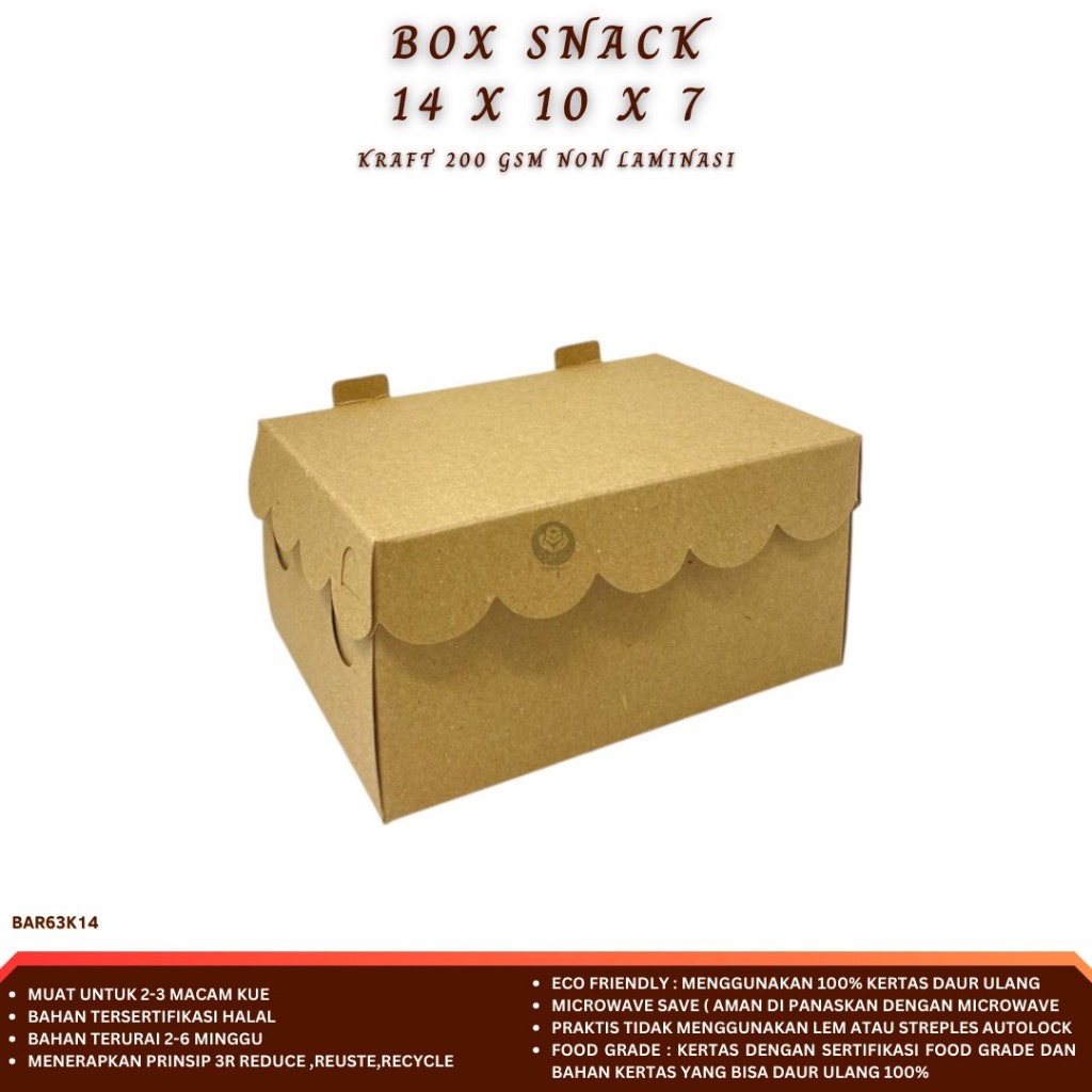 Dus  Snack 14x10 Snack Box 10x14 Aqua Bahan 200 Gsm (BAR63K14-14X10X7 Cm)