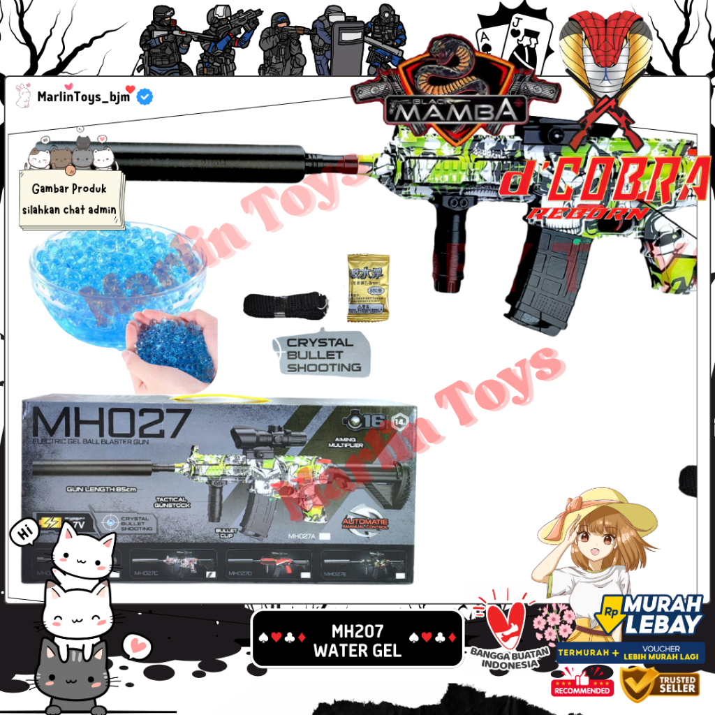 Mainan Dcobra MH207 Automatic Electric Gel Ball Blaster -  3,7 Volt Battery - Aksesoris Lengkap