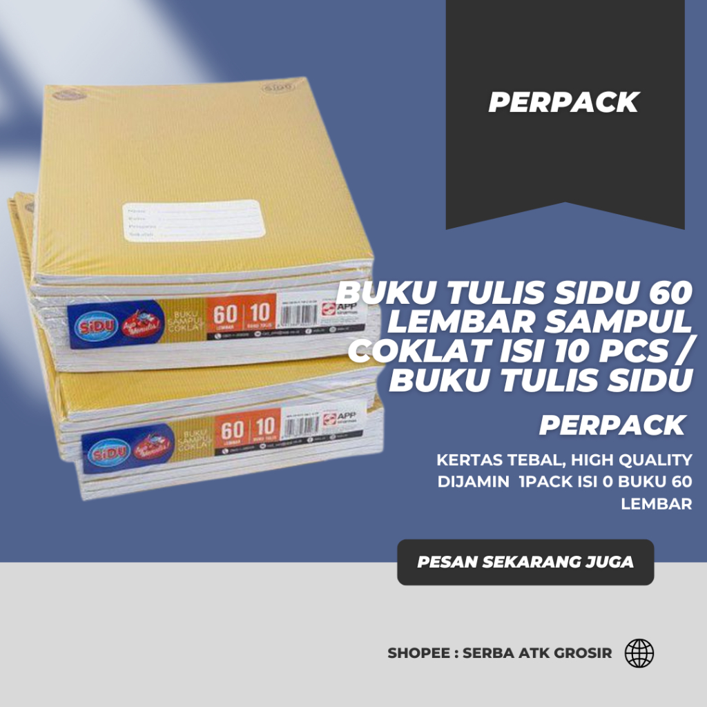 

BUKU TULIS SIDU 60 LEMBAR SAMPUL COKLAT ISI 10 PCS / BUKU TULIS SIDU