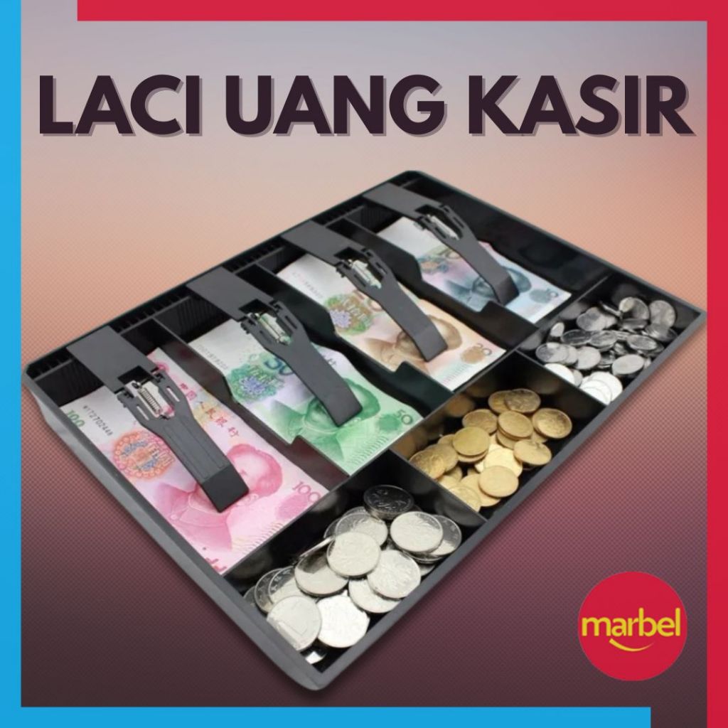 Laci Uang Kasir 4 Sekat Uang Kertas Uang Koin Bahan Plastik Cash Drawer Tray