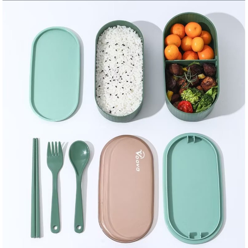 VOOVA LUNCH BOX / KOTAK BEKAL MAKAN SIANG /BENTO SET 900ml/ KOTAK MAKAN