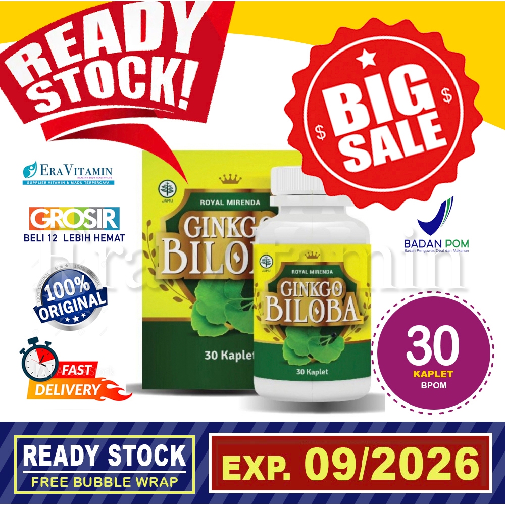 Ginkgo Biloba Royal Mirenda 30 Kaplet Vitamin Meningkatkan Daya Inget