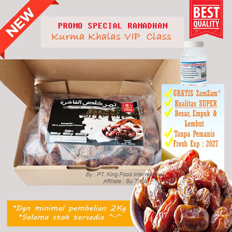 

Kurma Khalas Super Istimewa 500Gr Besar Empuk Lembut Dan Manis Natural 100% Original