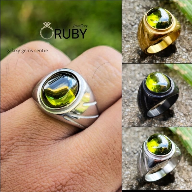 Cincin Pria Green Peridot Zirconia