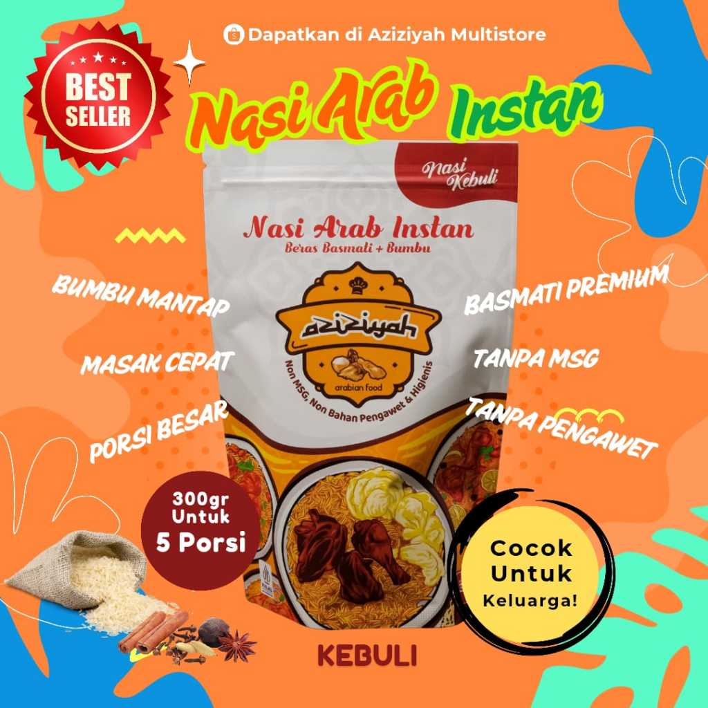 

Aziziyah Beras Basmati + Bumbu NASI Kebuli NASI ARAB INSTAN AZIZIYAH TERLENGKAP KHAS TIMUR TENGAH
