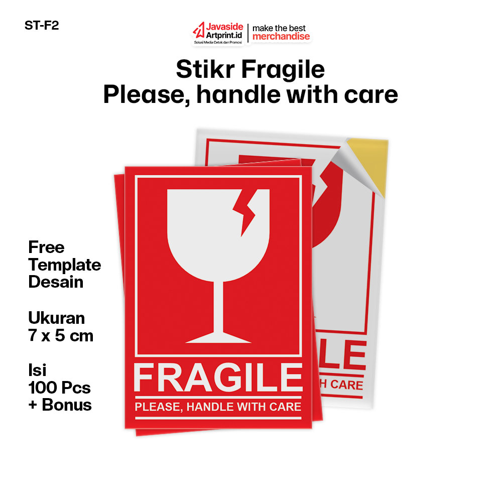 

Stiker Fragile untuk Barang Pecah Belah Ukuran 7 x 5 CM - ST-F2 - Javaside Artprint