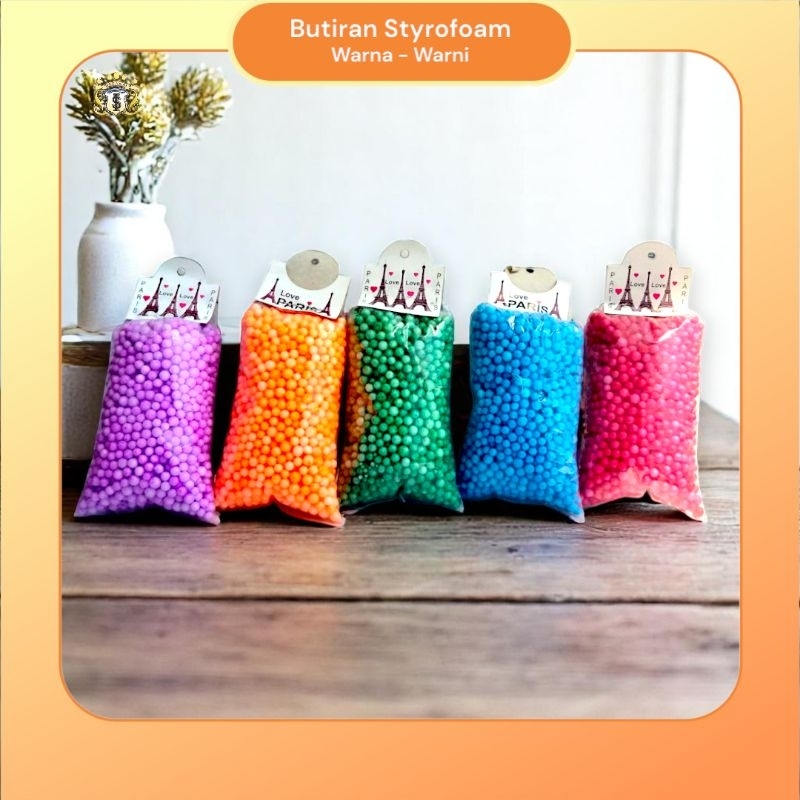 

Butiran Styrofoam 3 gram / Warna - Warni Pack mini / Butiran Bola Gabus Mini / Serbaguna