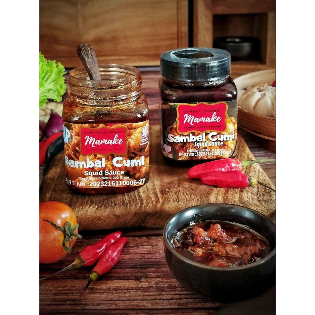 

Sambel terasi mamake kemasan toples sambal cumi