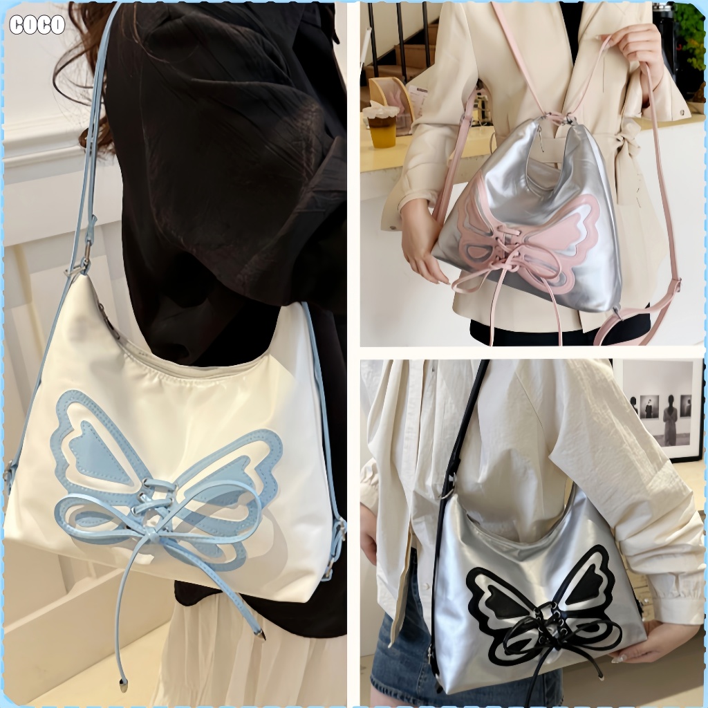 Tas Selempang Wanita Rantai Kupu-Kupu/Tas Selempang Mode Y2k/Tas Jinjing Motif Cetak Gaya Baru/Tas K