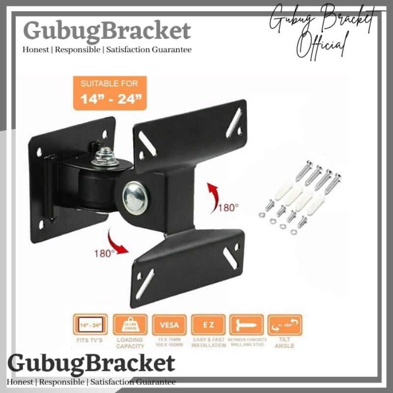 Bracket TV Monitor 14 17 19 22 24 inch, Mini Bracket Monitor Flexible Motion