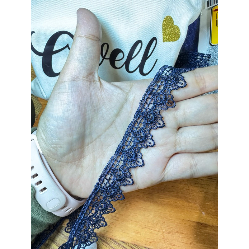 1 METER RENDA MAHKOTA KECIL,BENANG PADAT,GLOSY, MOTIF TIMBUL, TERSEDIA ANEKA WARNA