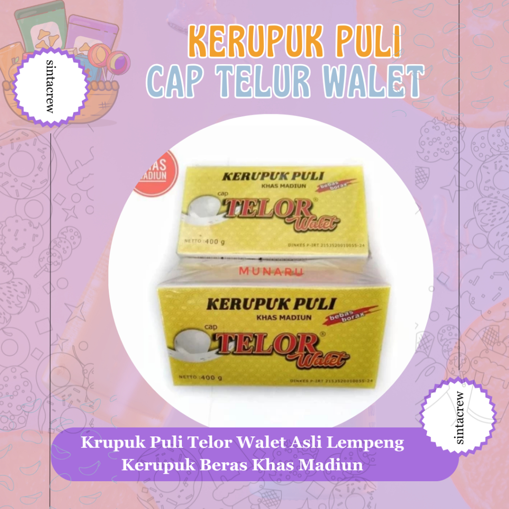 

Krupuk Puli Telor Walet Asli Lempeng Kerupuk Beras Khas Madiun