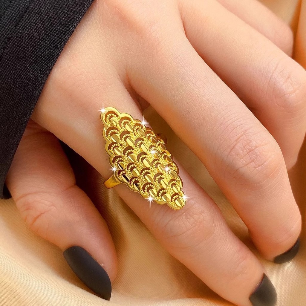 1.9gram✅COD 17K emas asli 750/Real Saudi Gold ✨ Cincin Emas Potong Berlian Unik ✦ Desain Ring Openin